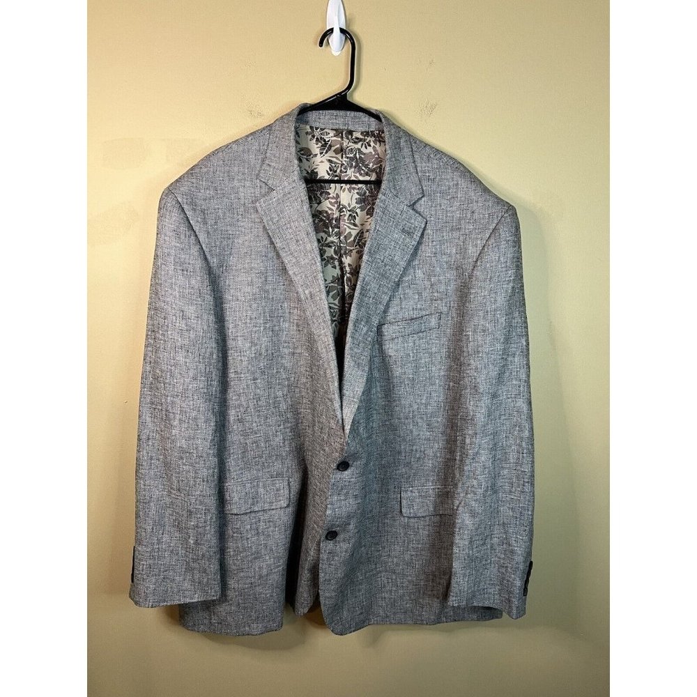 Oak Hill Men’s Grey Linen Blend Striped Blazer Sport Coat Jacket Size 3XL 54/56